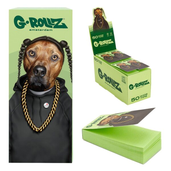 G-Rollz | Pets Rock 'Rap' Green Filter Tips 2,5 X 6cm 50 Tips Book